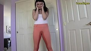 desperate to pee urinating her tight jeans 2020